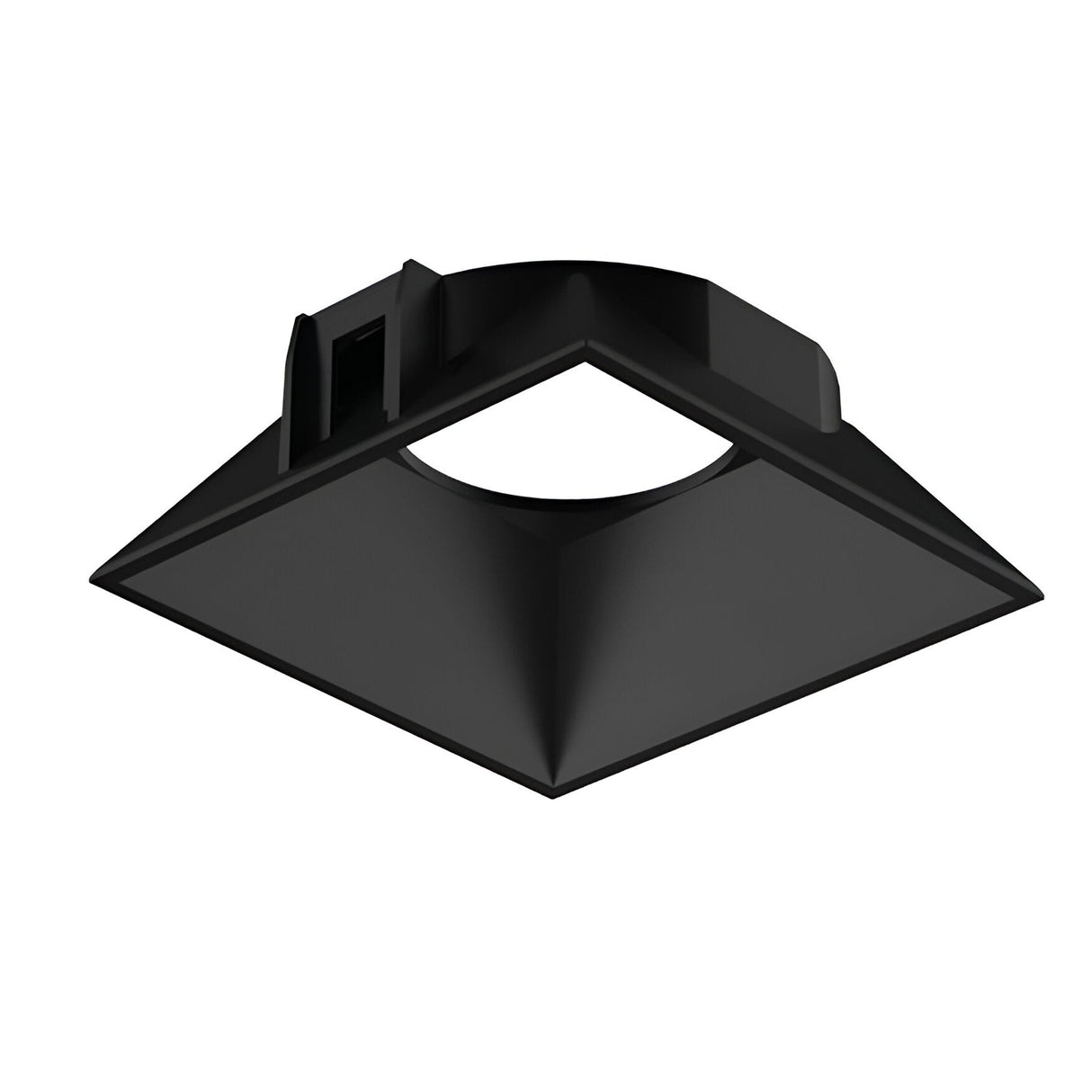 The Glistenis Reflector Square Frame 64mm in black offers modern interior lighting with its square, recessed ceiling light design and circular opening at the center. This minimalist downlight fixture features a sleek black finish, perfect for contemporary spaces aiming for refined elegance.