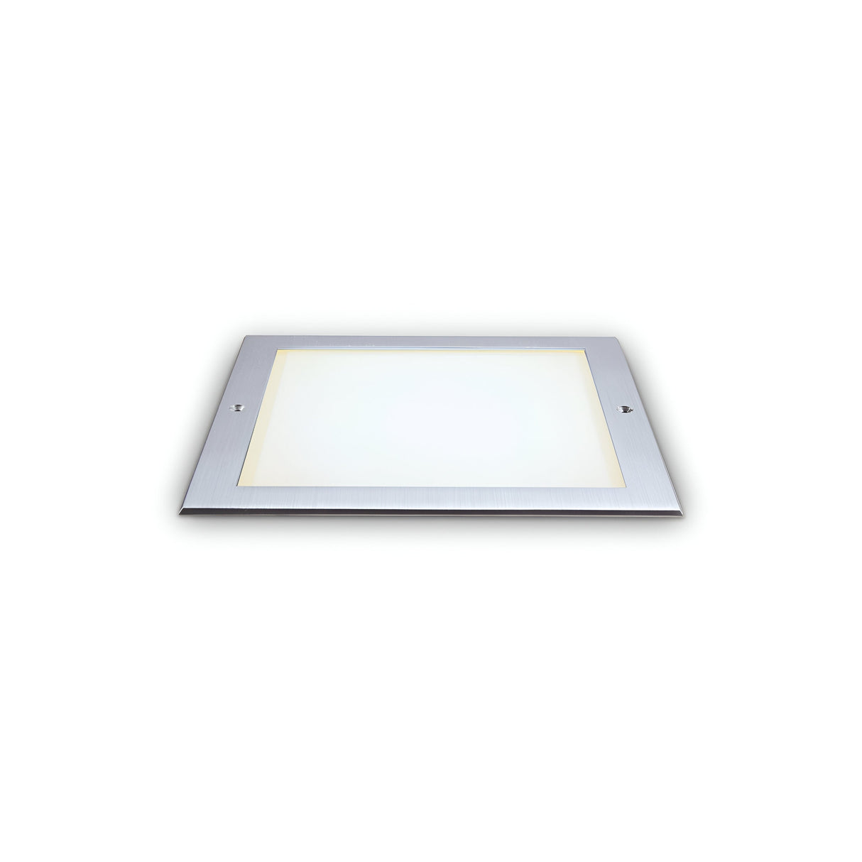 The Zephyra LED Square Recessed Ground Light - 11W, 3000K, is showcased on a plain white background. With its sleek and modern silver finish, this minimalistic fixture is an ideal choice for recessed installations, providing energy-efficient lighting suitable for a variety of settings.