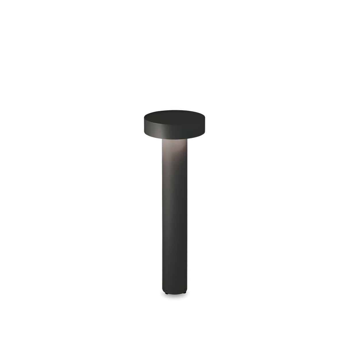 Introducing the Gloara Outdoor Bollard Light - Black, 60cm: A sleek and modern bollard light featuring a cylindrical black base and a round top. This IP44 rated fixture casts a soft, focused glow with its downward-directed light. Its minimalist design is ideal for enhancing gardens or pathways.