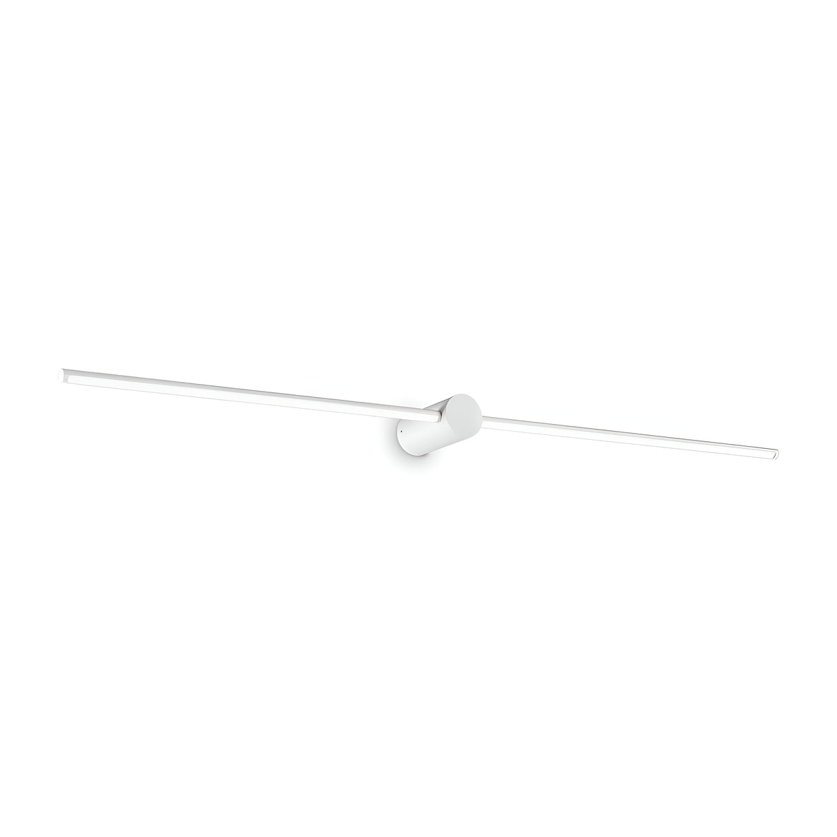 The Celestia LED Bathroom Wall Light, a minimalist and modern 115cm fixture, showcases a sleek white horizontal bar design with a central cylindrical element. Emitting a calming 3000K warm white glow at 16W, this light is IP44 rated for safe use in moist environments.