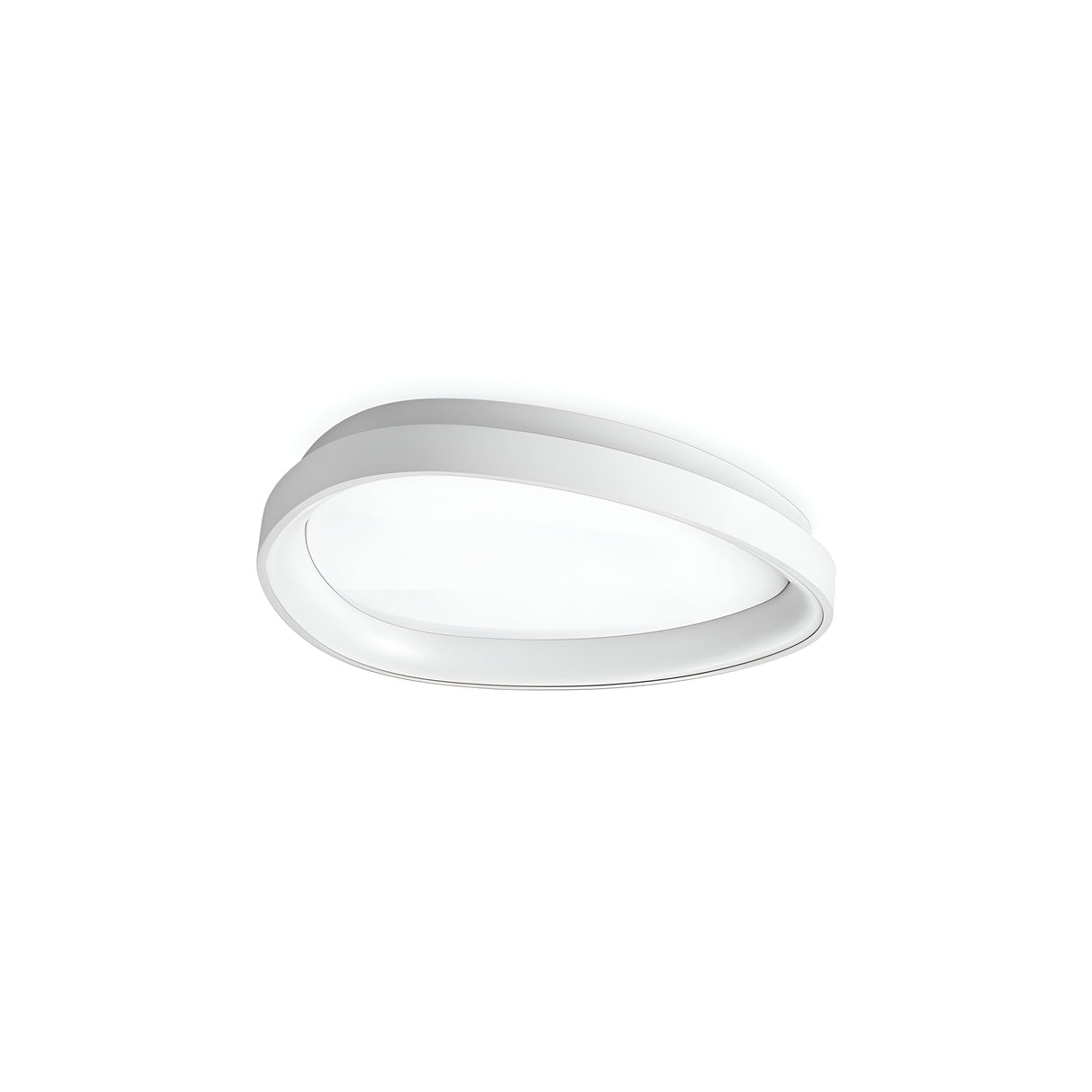 The Zephra LED Ceiling Light 23W 3000K - White, 42cm features a sleek, minimalist design that offers energy-efficient illumination. This modern, circular fixture has a clean, smooth surface and mounts seamlessly on a white ceiling.