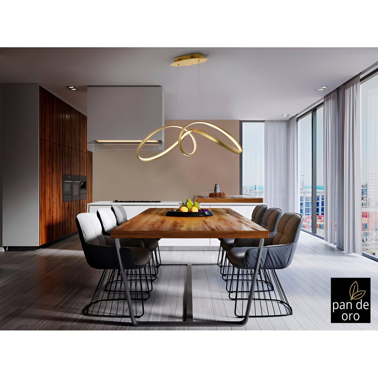 Lia LED Light Suspension 32W 3000K - Gold Leaf