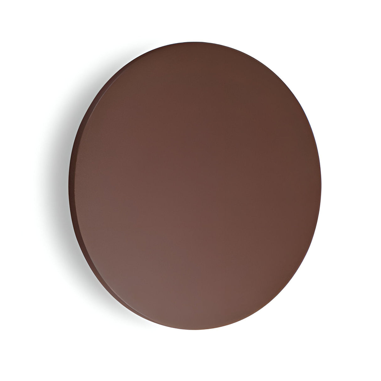 The Eclipseax Outdoor LED Wall Light 16W 3000K in brown, featuring a plain, round, flat disc design with a smooth surface (30cm), is shown against a white background.