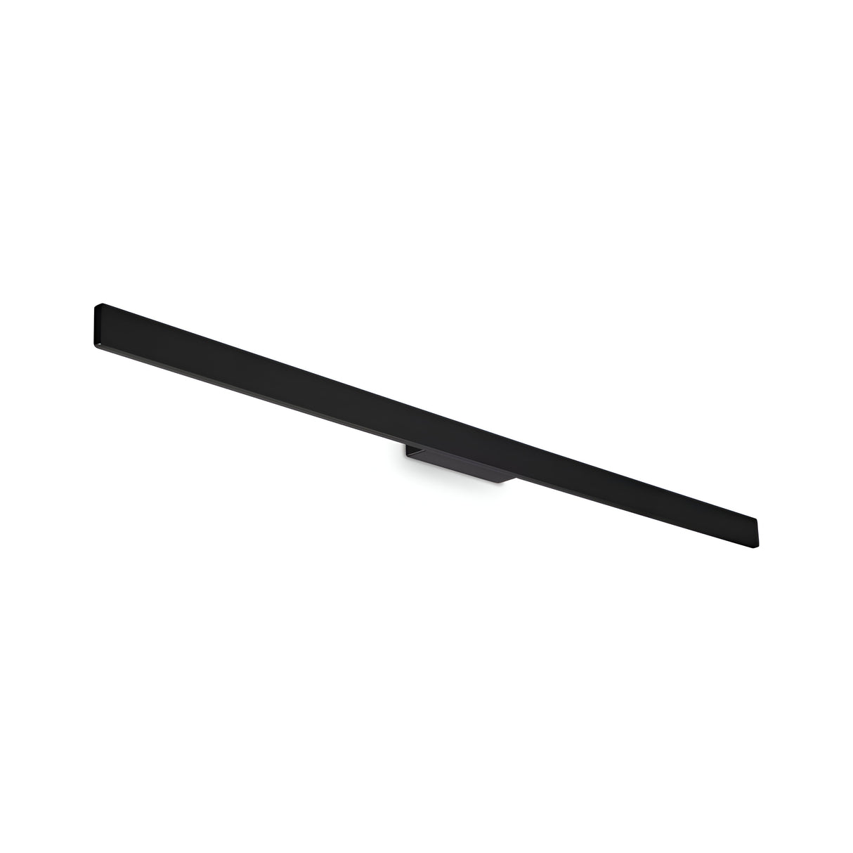 The Reflek Outdoor LED Linear Wall Light 20W 3000K in black, measuring 144cm, is mounted against a plain white background. This energy-efficient lighting solution showcases a modern and simplistic design, making it ideal for contemporary interiors that prioritize both style and sustainability.