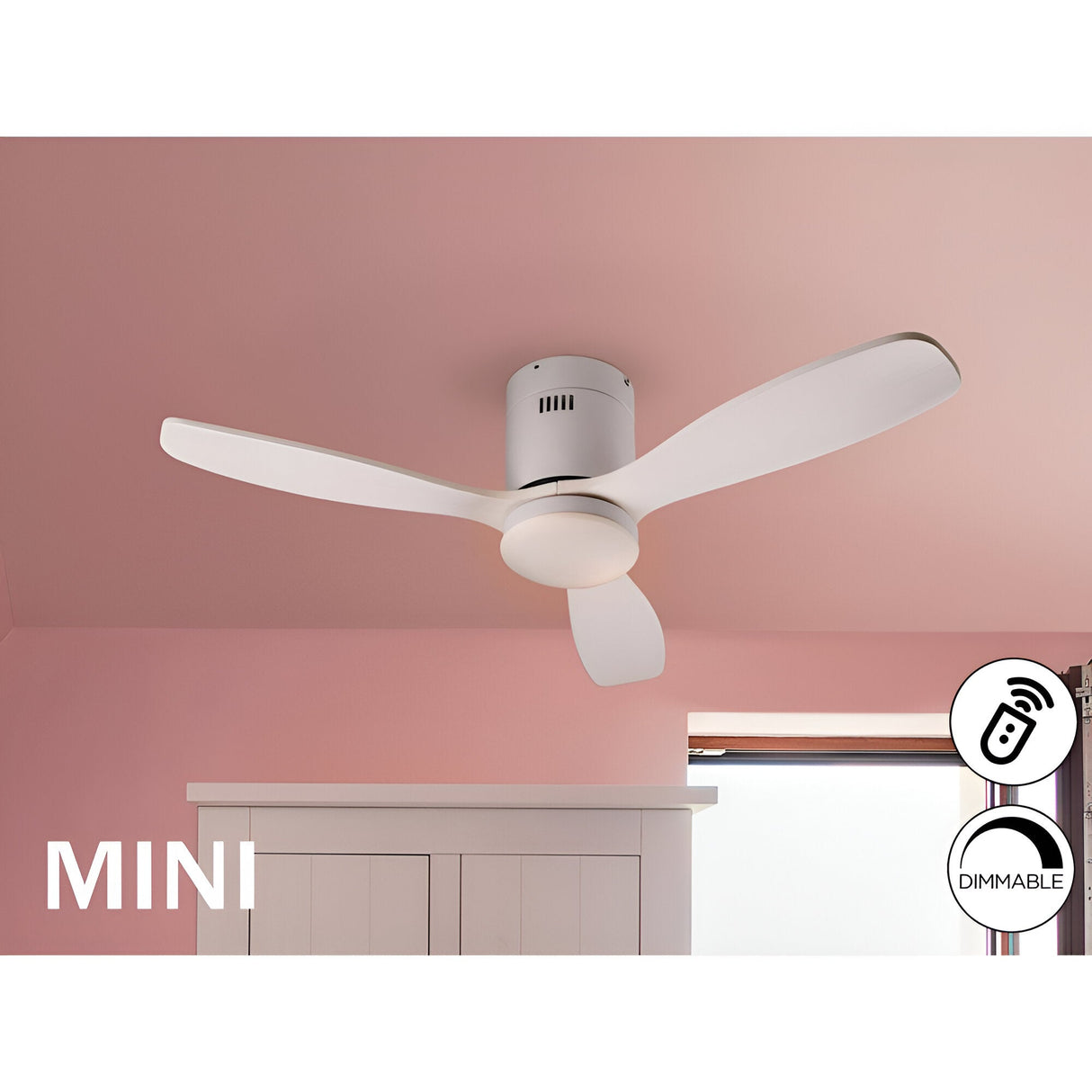 Siroco Mini CCT Dimmable LED Ceiling Fan Light - White
