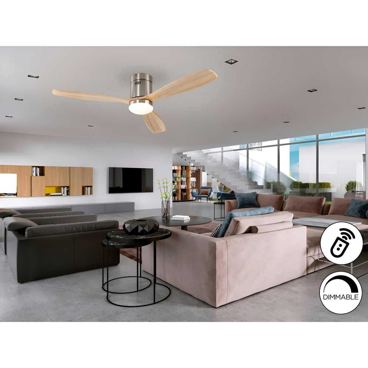 Siroco CCT Dimmable LED Ceiling Fan Light - Light Brown
