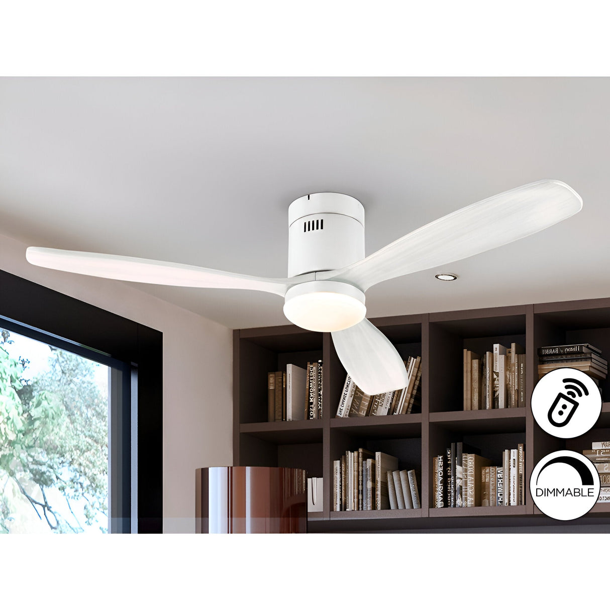 Siroco CCT Dimmable LED Ceiling Fan Light - White