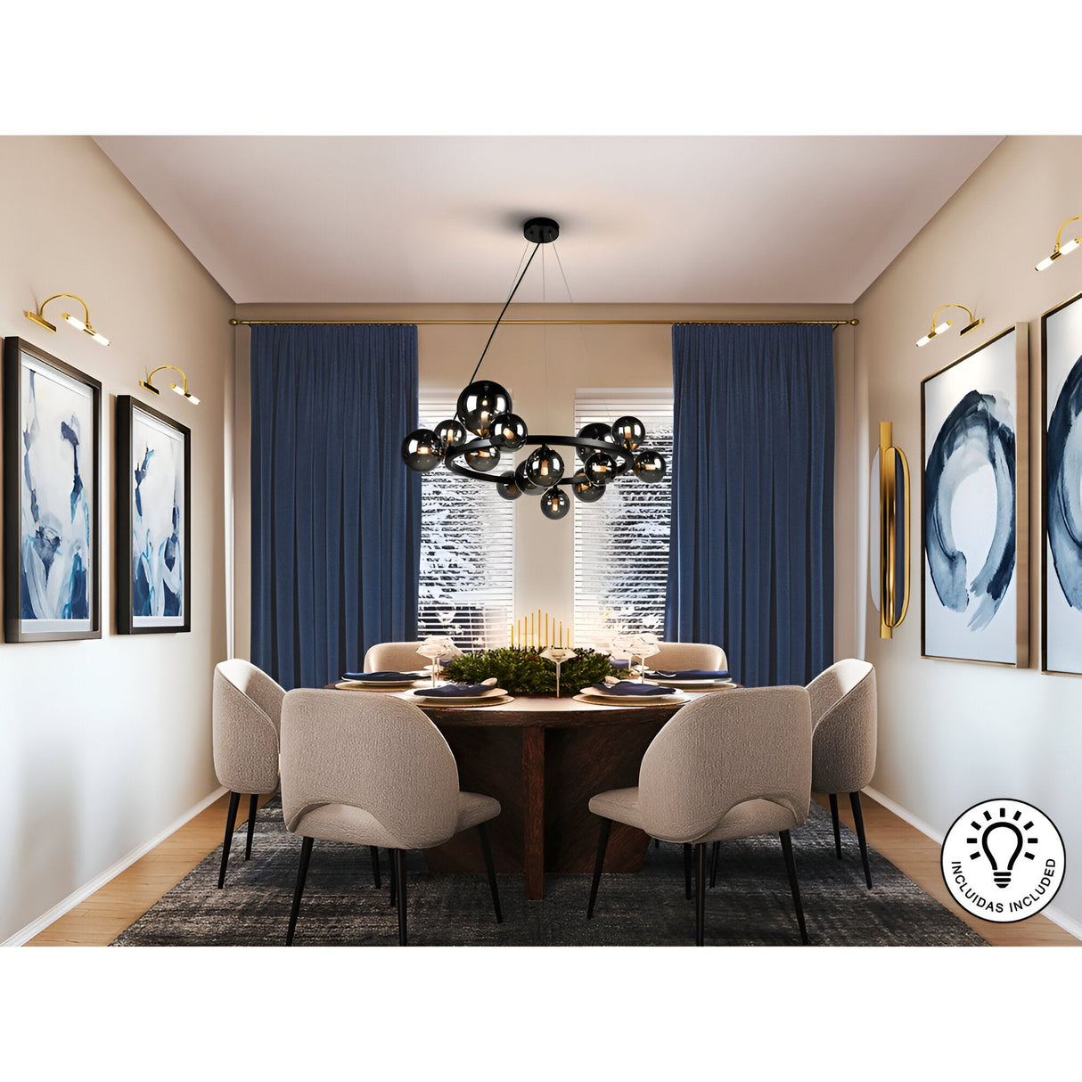 Astros 14 Light Circular Suspension - Black