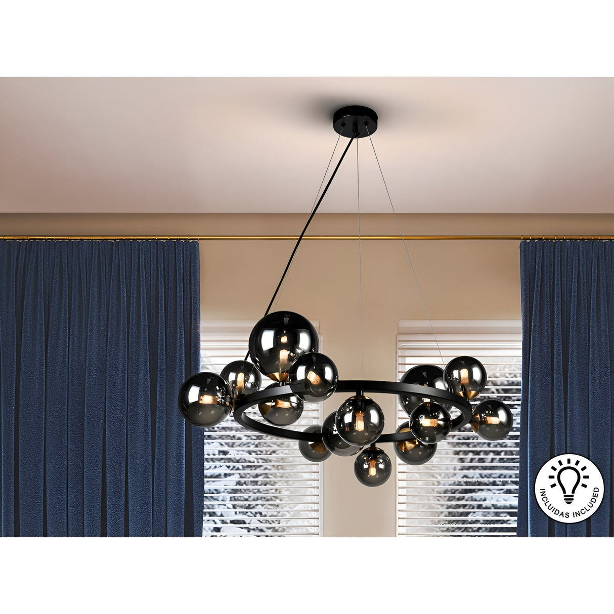Astros 14 Light Circular Suspension - Black