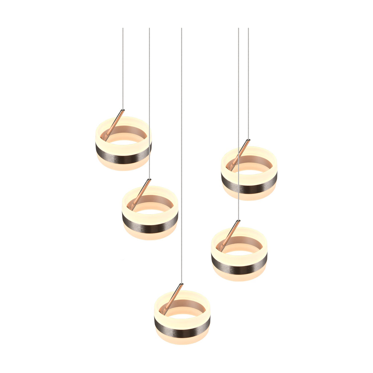 Dios 5 Light LED Glass Chandelier – Satin Nickel