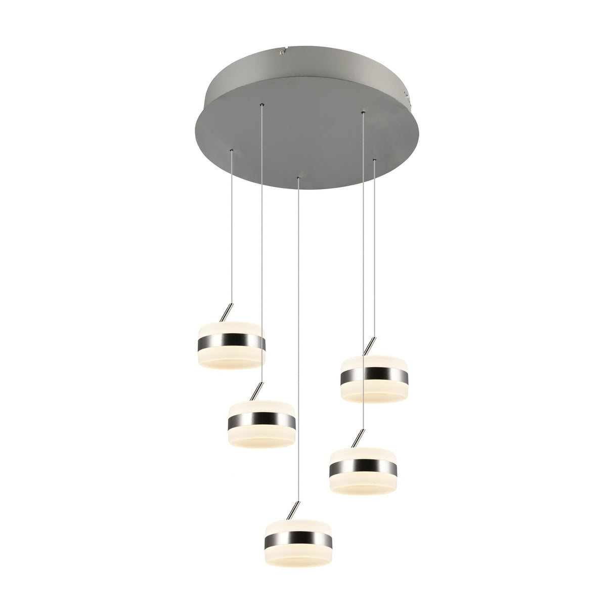 Dios 5 Light LED Glass Chandelier – Satin Nickel