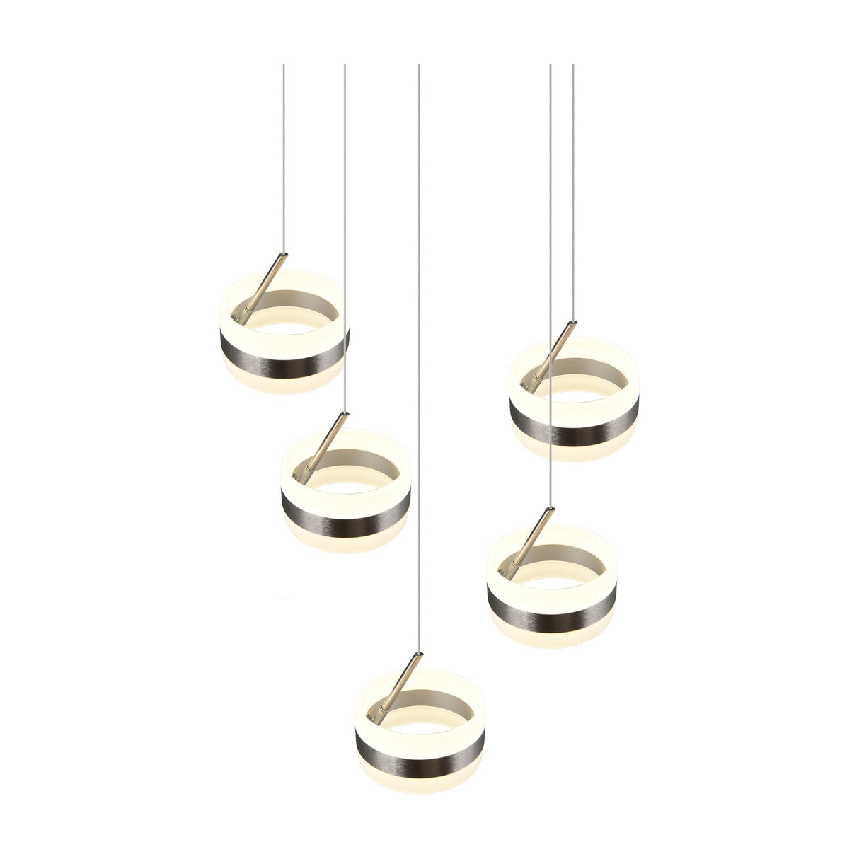 Dios 5 Light LED Glass Chandelier – Satin Nickel
