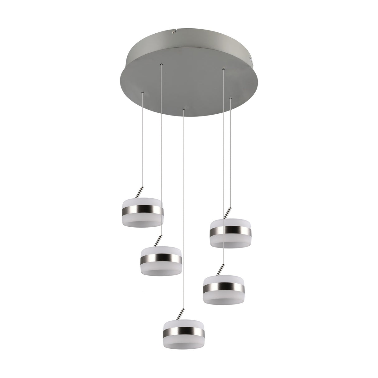 Dios 5 Light LED Glass Chandelier – Satin Nickel