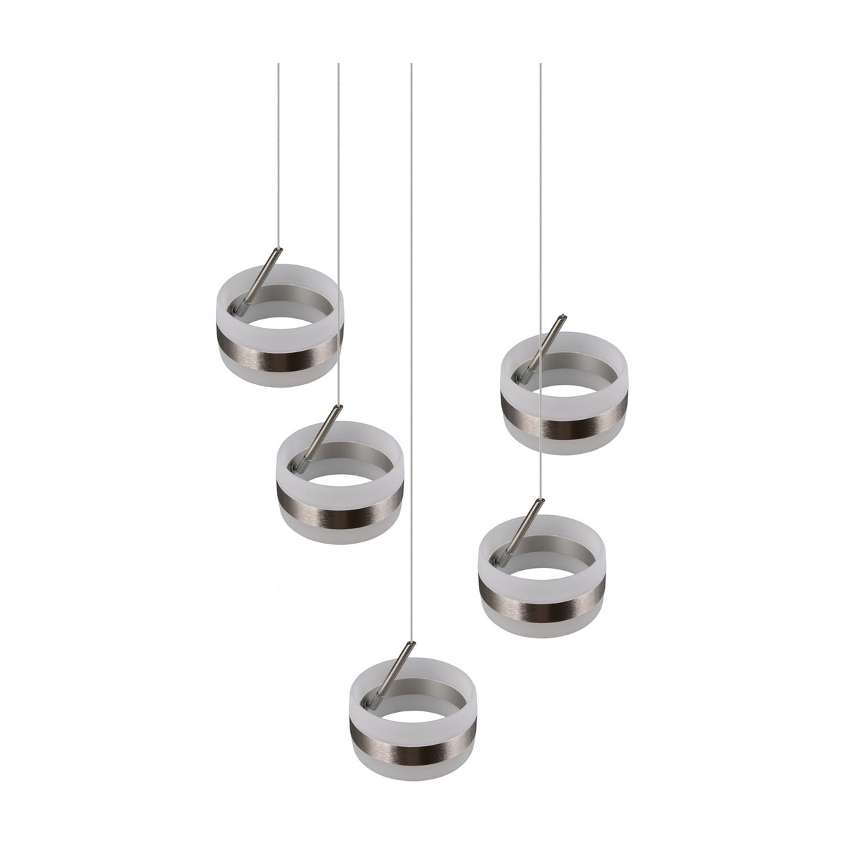 Dios 5 Light LED Glass Chandelier – Satin Nickel