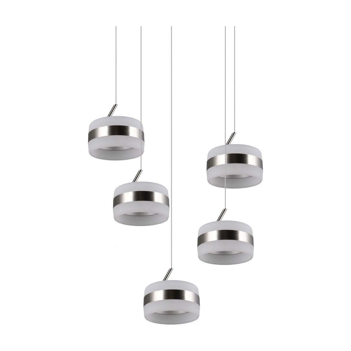 Dios 5 Light LED Glass Chandelier – Satin Nickel