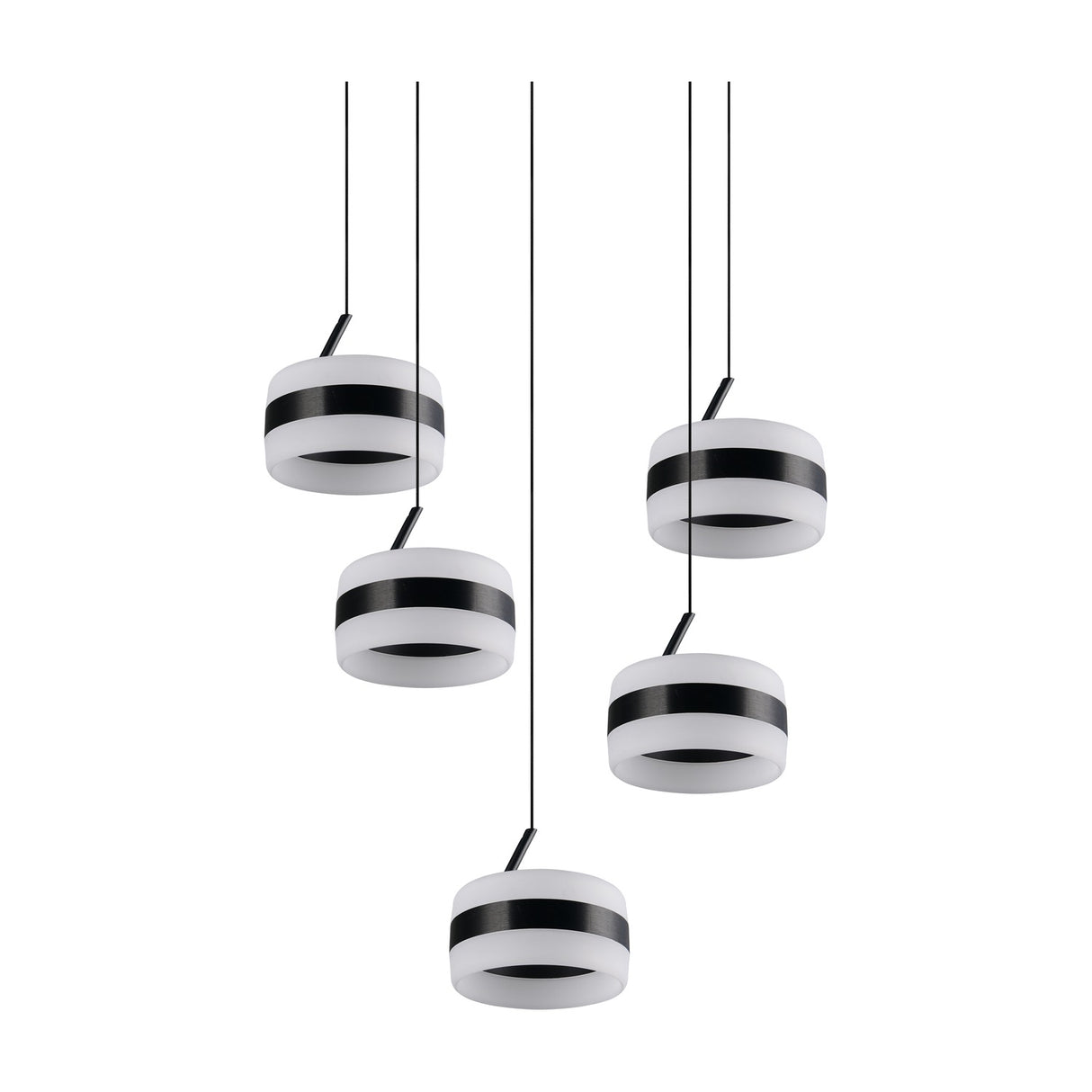 Dios 5 Light LED Glass Chandelier – Matt Black
