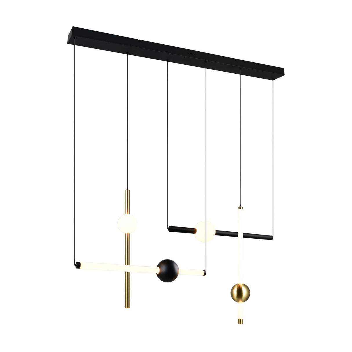 Melita 3 Light LED Glass Chandelier – Black & Gold