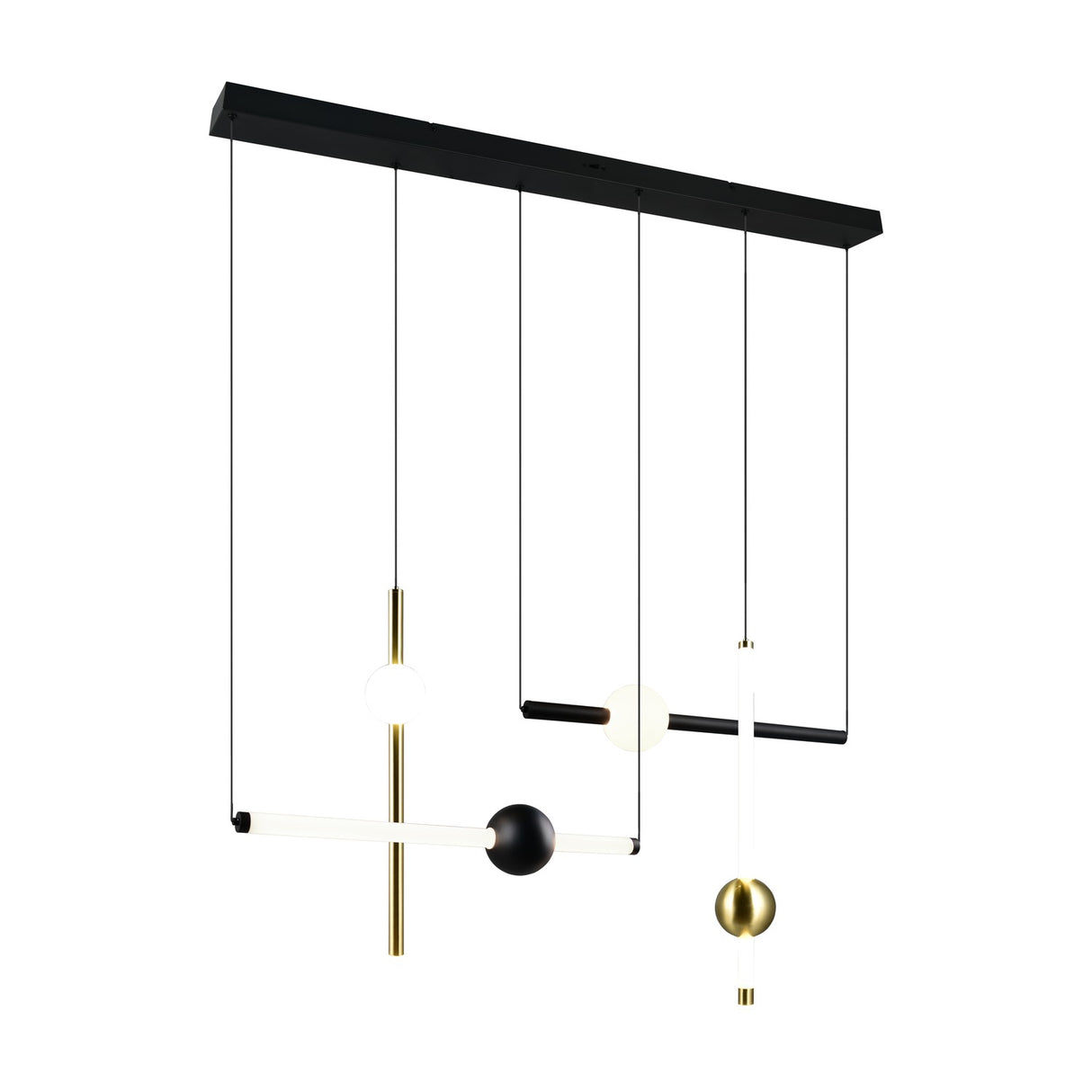 Melita 3 Light LED Glass Chandelier – Black & Gold
