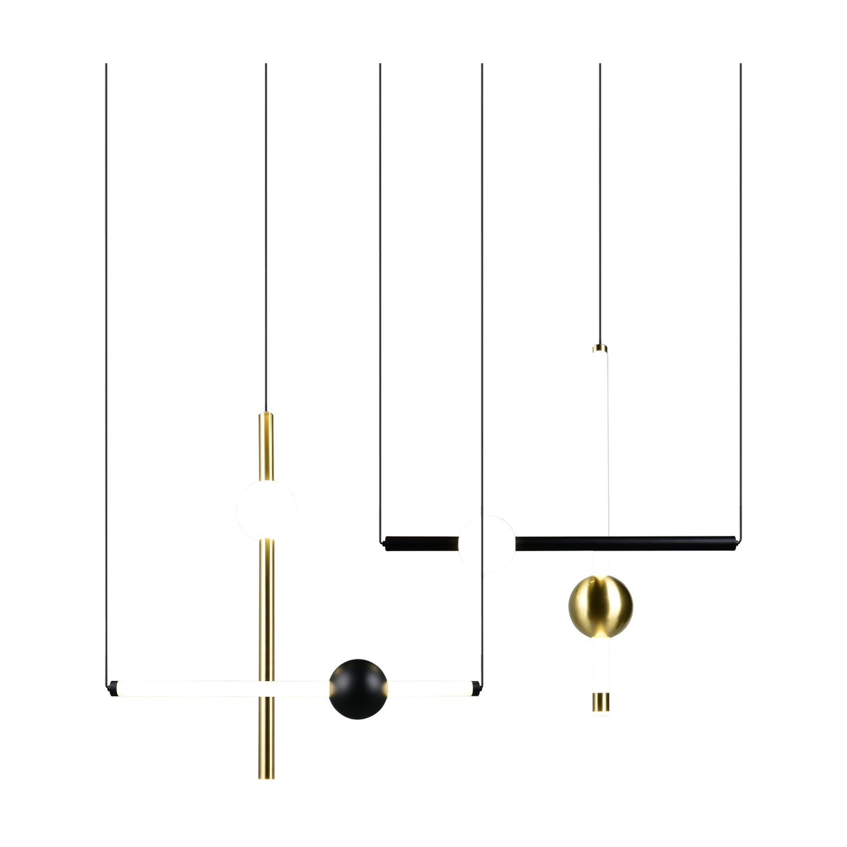 Melita 3 Light LED Glass Chandelier – Black & Gold