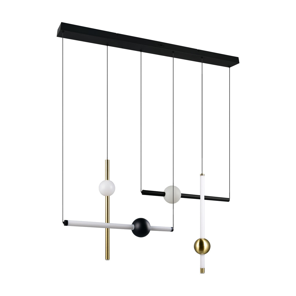 Melita 3 Light LED Glass Chandelier – Black & Gold