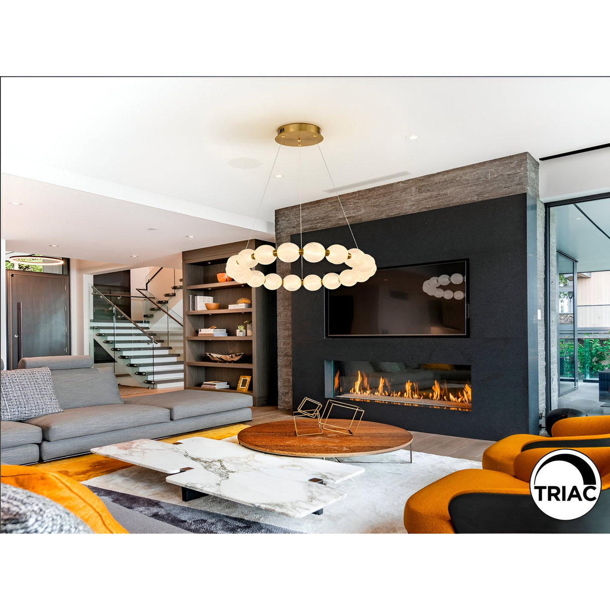 Roxan Dimmable LED Circular Suspension Light 30W 3000K - Brushed Gold