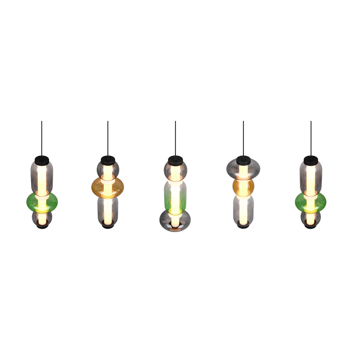 Minerva 5 Light LED Glass 100cm Chandelier – Multicoloured
