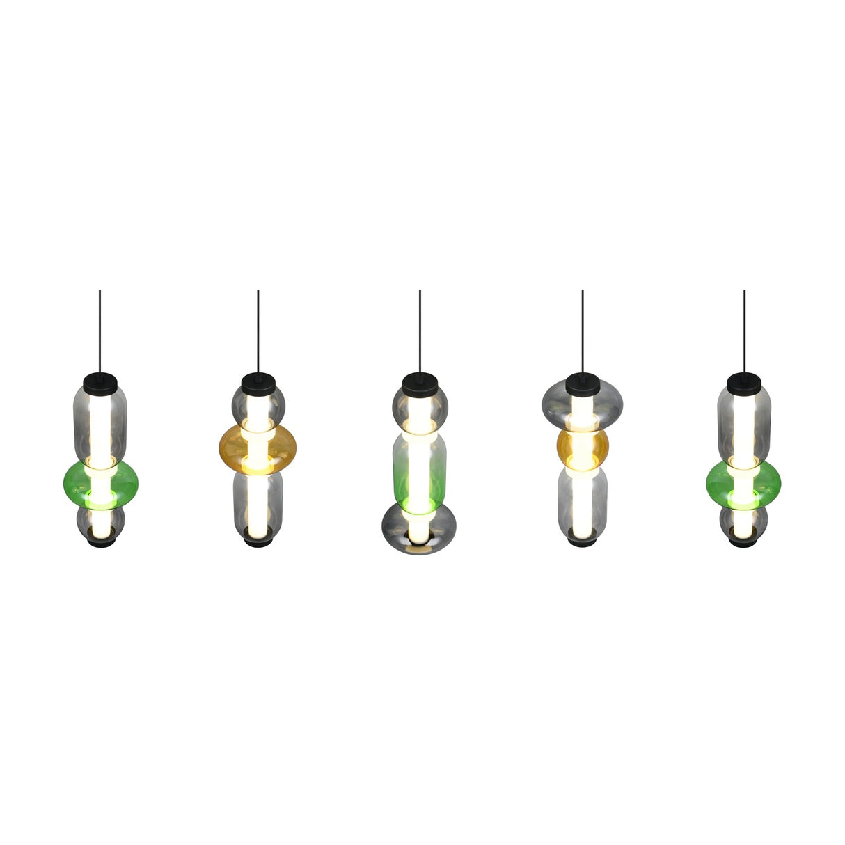 Minerva 5 Light LED Glass 100cm Chandelier – Multicoloured