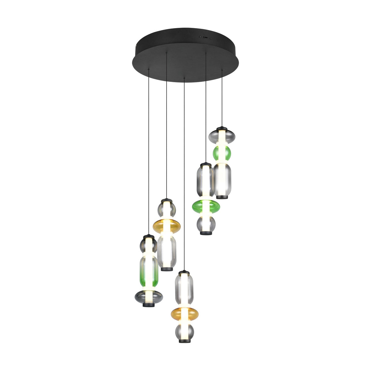 Minerva 5 Light LED Glass 42cm Chandelier – Multicoloured