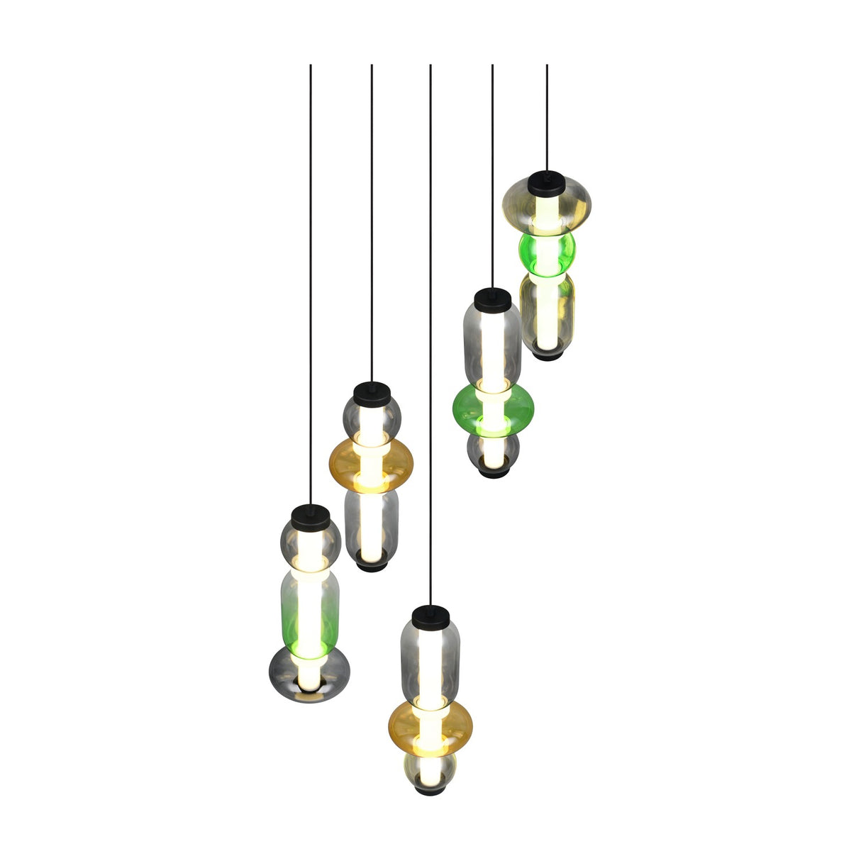 Minerva 5 Light LED Glass 42cm Chandelier – Multicoloured