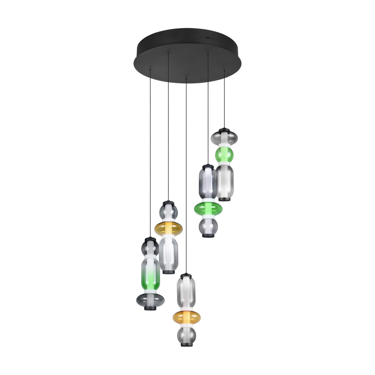 Minerva 5 Light LED Glass 42cm Chandelier – Multicoloured