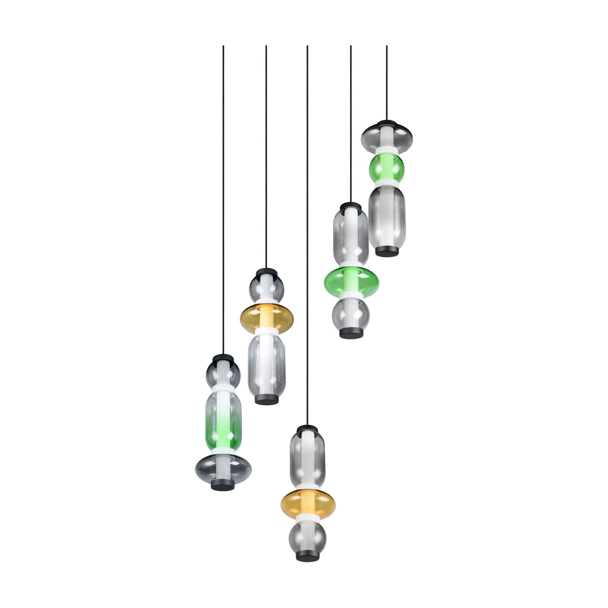 Minerva 5 Light LED Glass 42cm Chandelier – Multicoloured