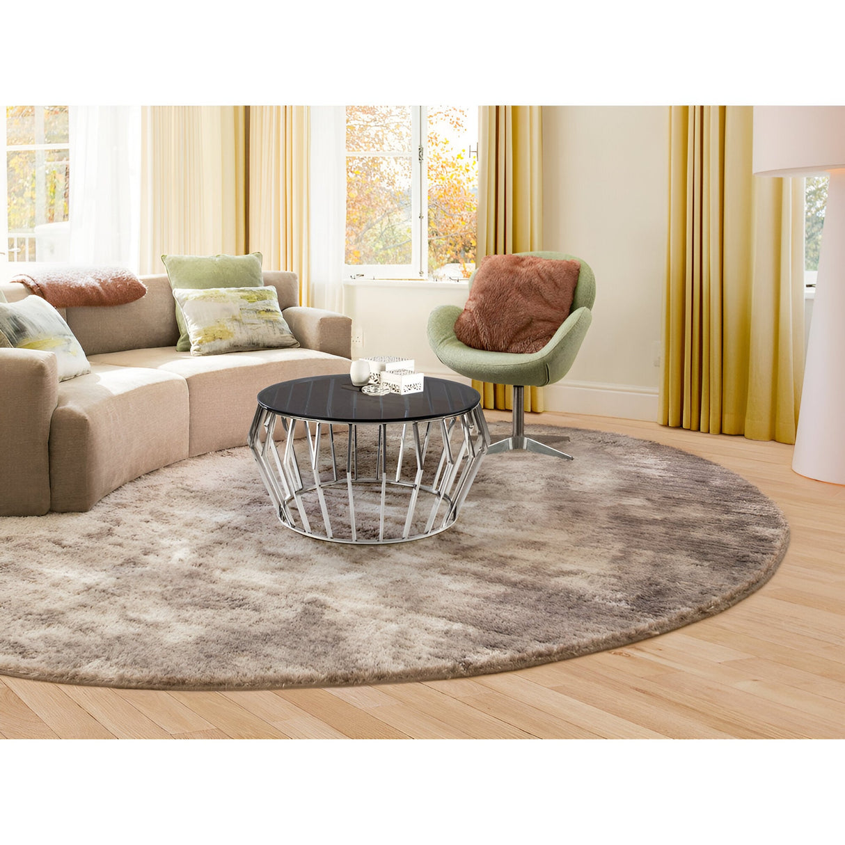 Ciros Large Stainless Steel & Glass Coffee Table - Smoked Black