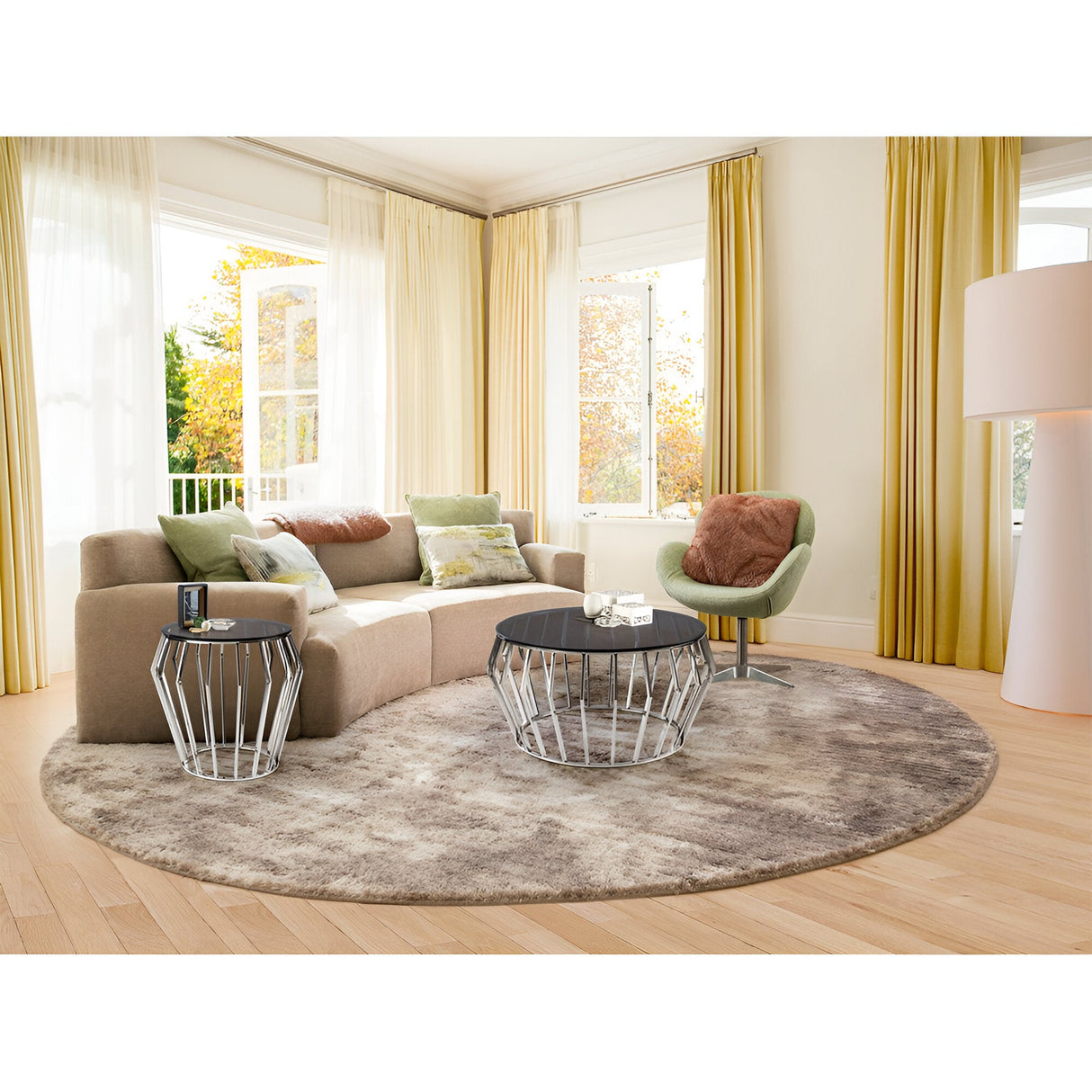 Ciros Large Stainless Steel & Glass Coffee Table - Smoked Black