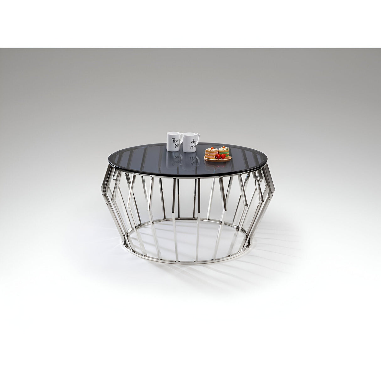 Ciros Large Stainless Steel & Glass Coffee Table - Smoked Black