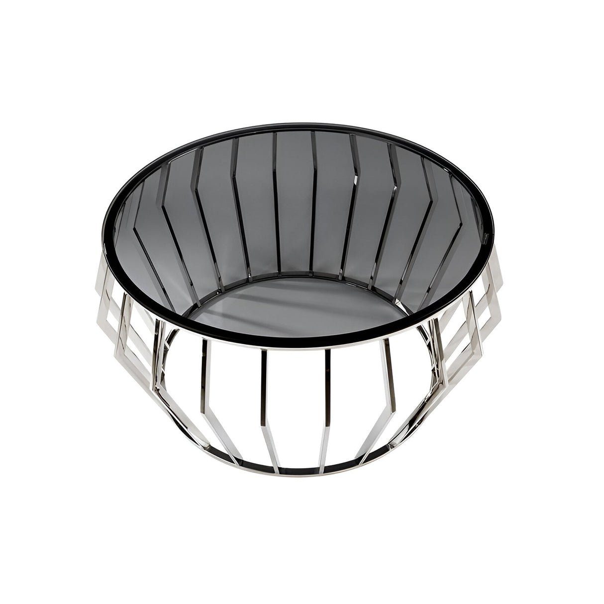 Ciros Large Stainless Steel & Glass Coffee Table - Smoked Black