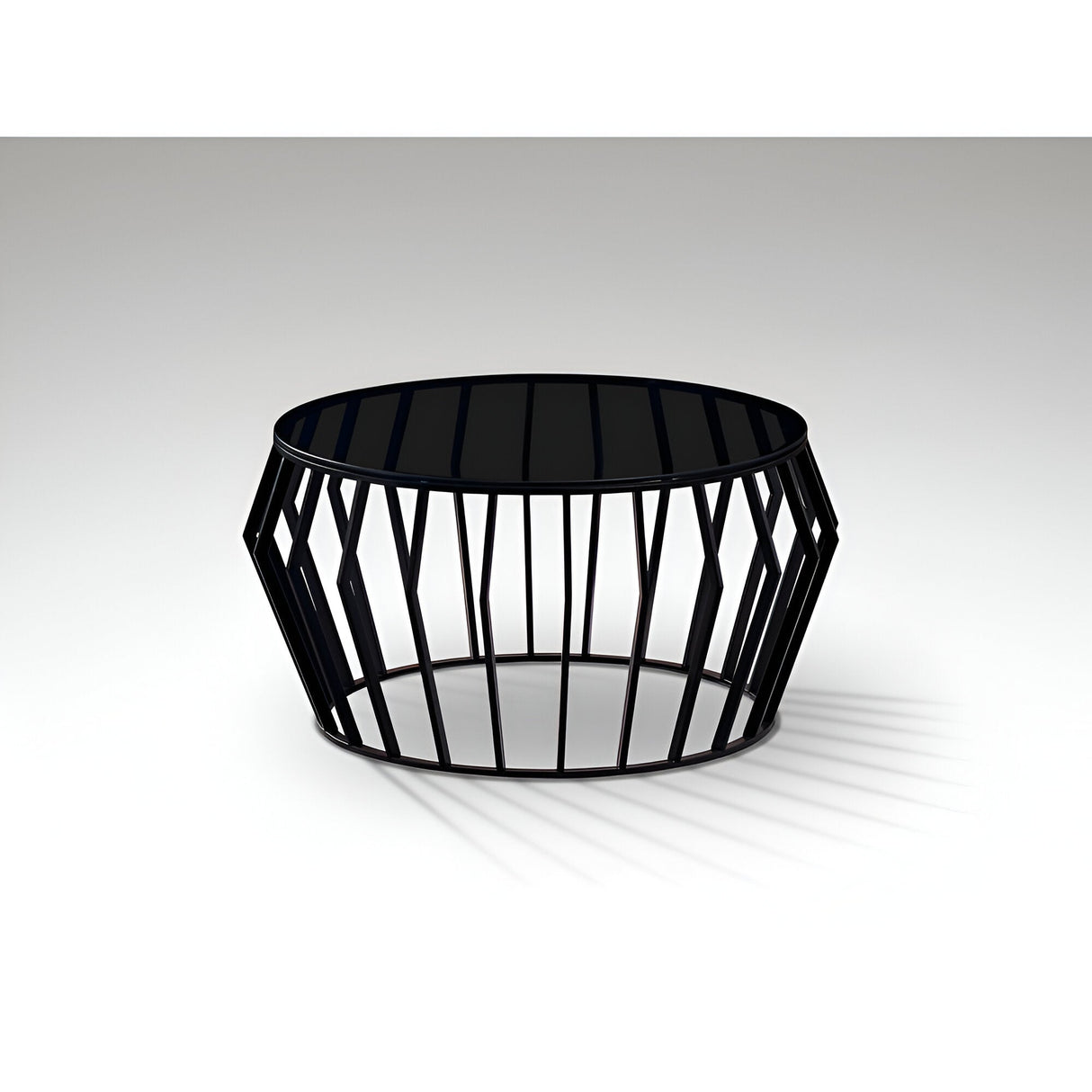 Ciros Large Stainless Steel & Glass Coffee Table - Matte Black