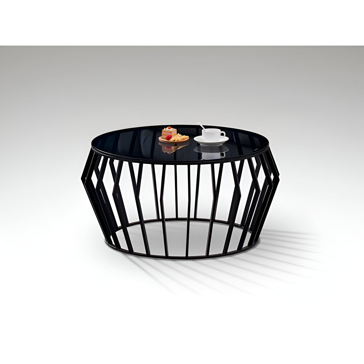 Ciros Large Stainless Steel & Glass Coffee Table - Matte Black