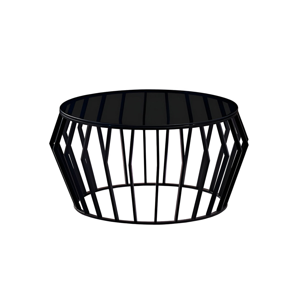 Ciros Large Stainless Steel & Glass Coffee Table - Matte Black