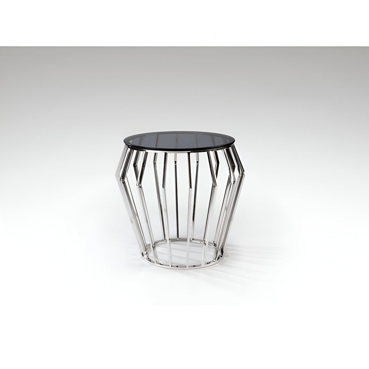Ciros Small Stainless Steel & Glass Side Table - Smoked Black
