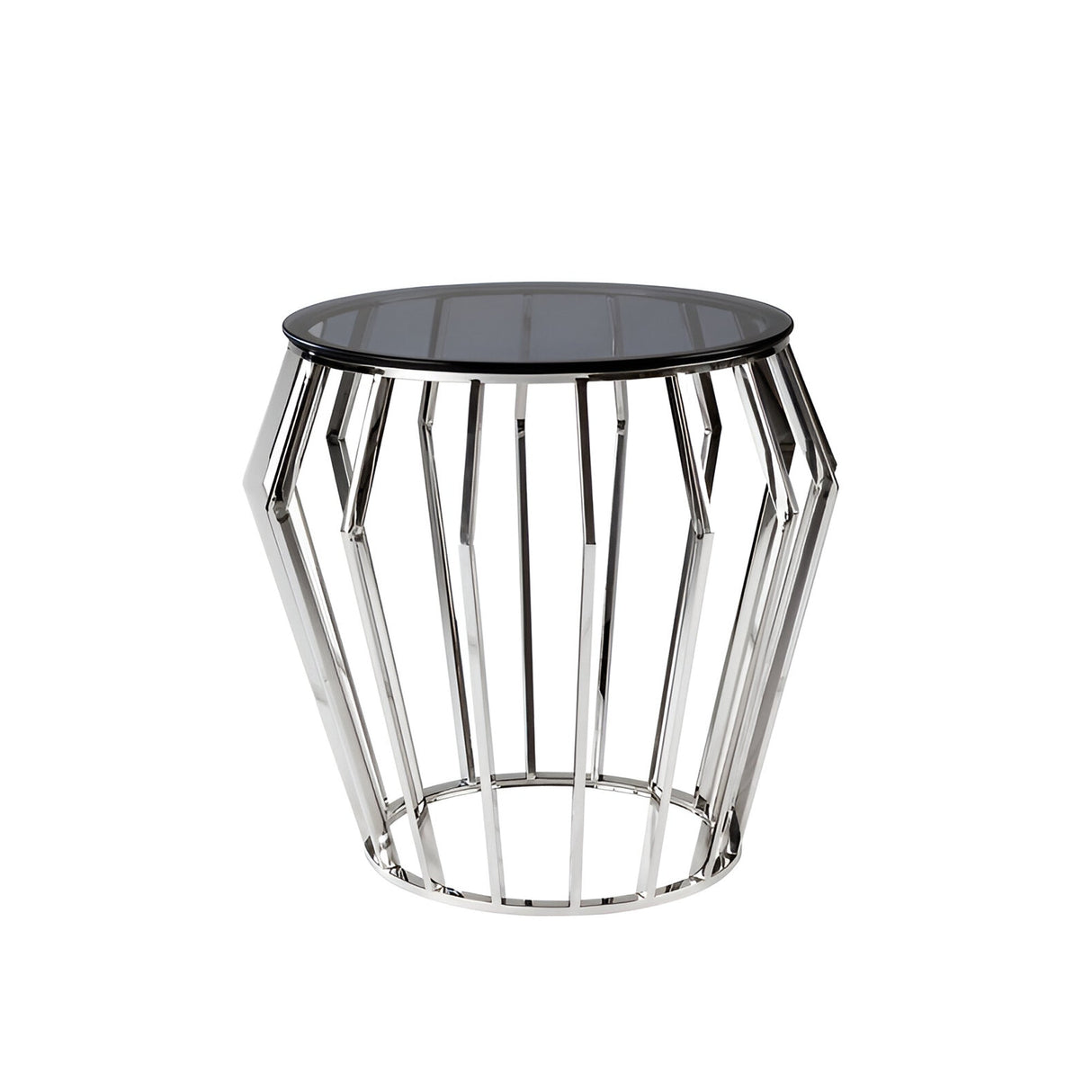 Ciros Small Stainless Steel & Glass Side Table - Smoked Black