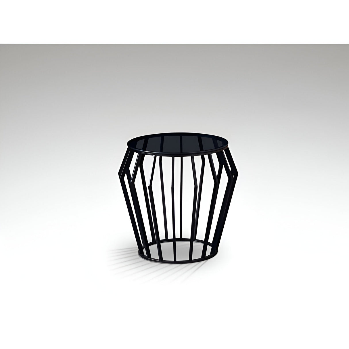 Ciros Small Stainless Steel & Glass Side Table - Matte Black