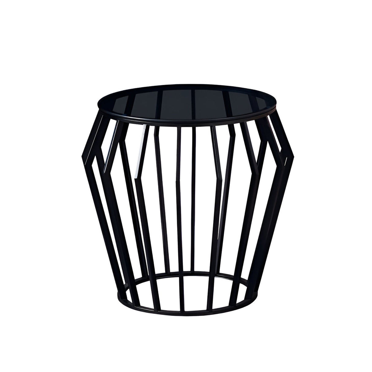 Ciros Small Stainless Steel & Glass Side Table - Matte Black