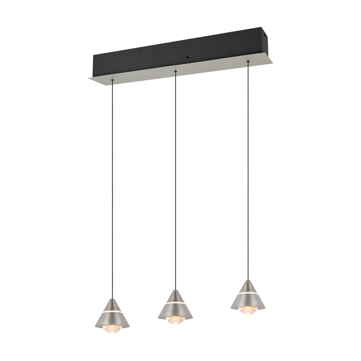 Romeo 3 Light LED Glass Chandelier – Satin Nickel