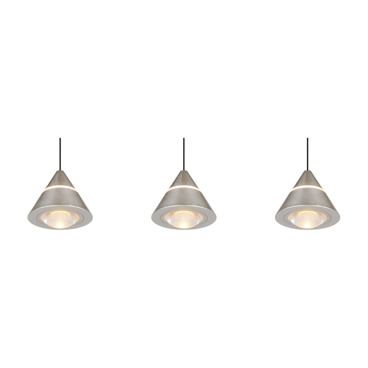 Romeo 3 Light LED Glass Chandelier – Satin Nickel