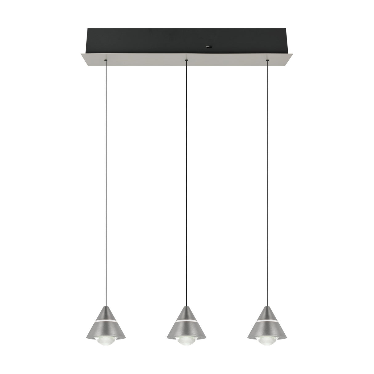 Romeo 3 Light LED Glass Chandelier – Satin Nickel