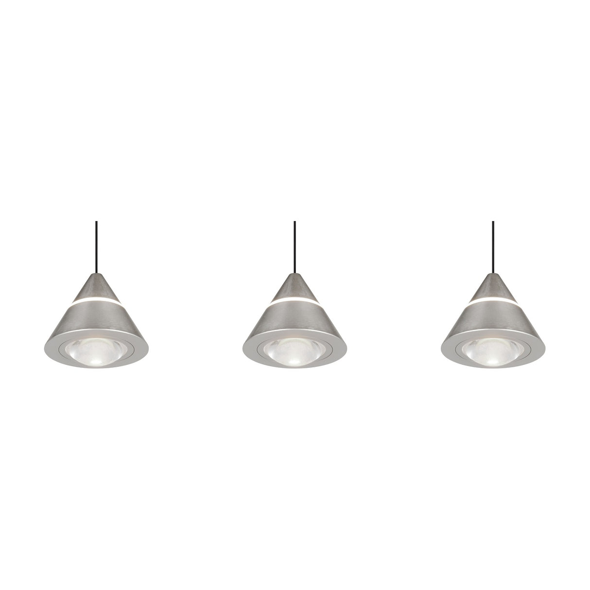 Romeo 3 Light LED Glass Chandelier – Satin Nickel