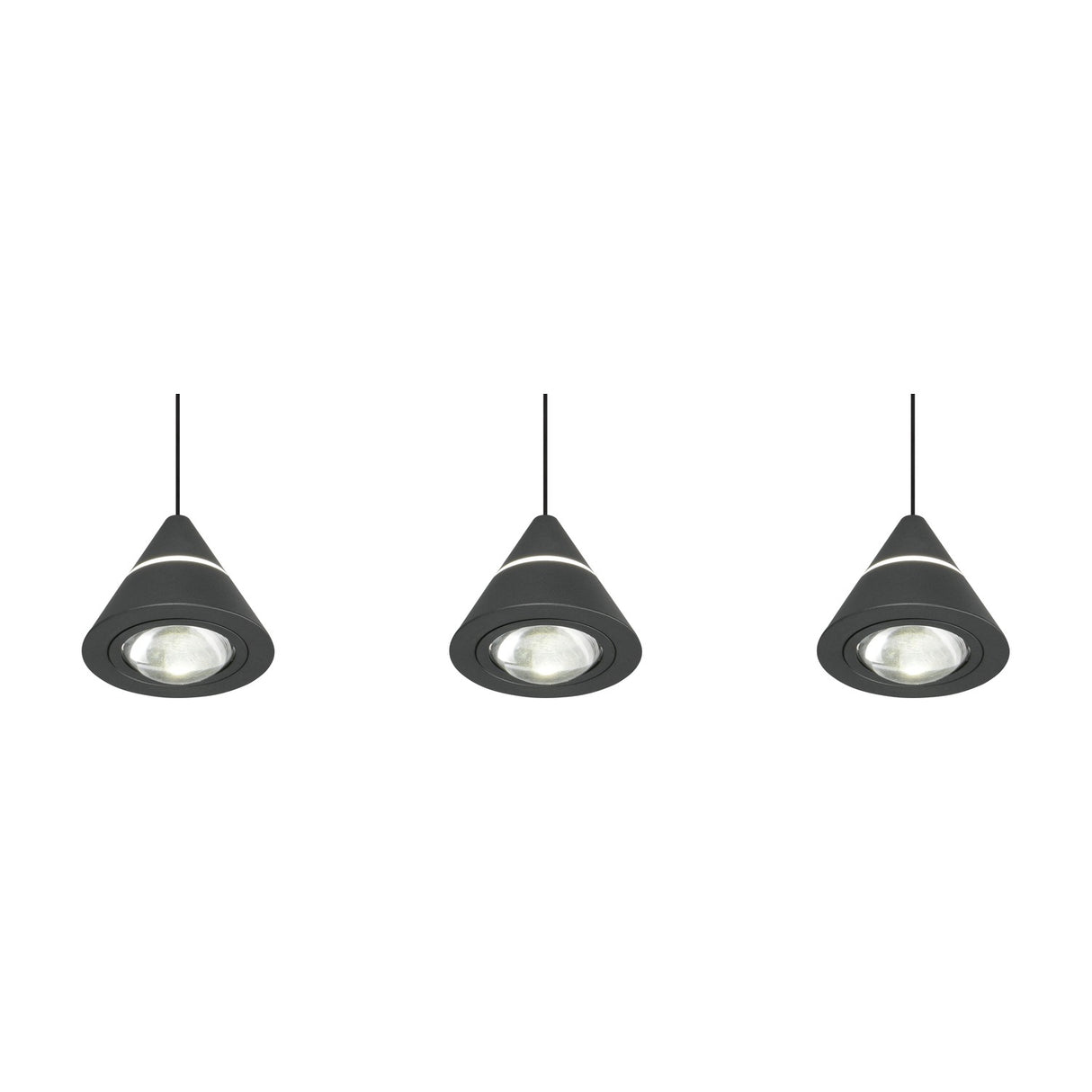 Romeo 3 Light LED Cone Chandelier – Matt Black