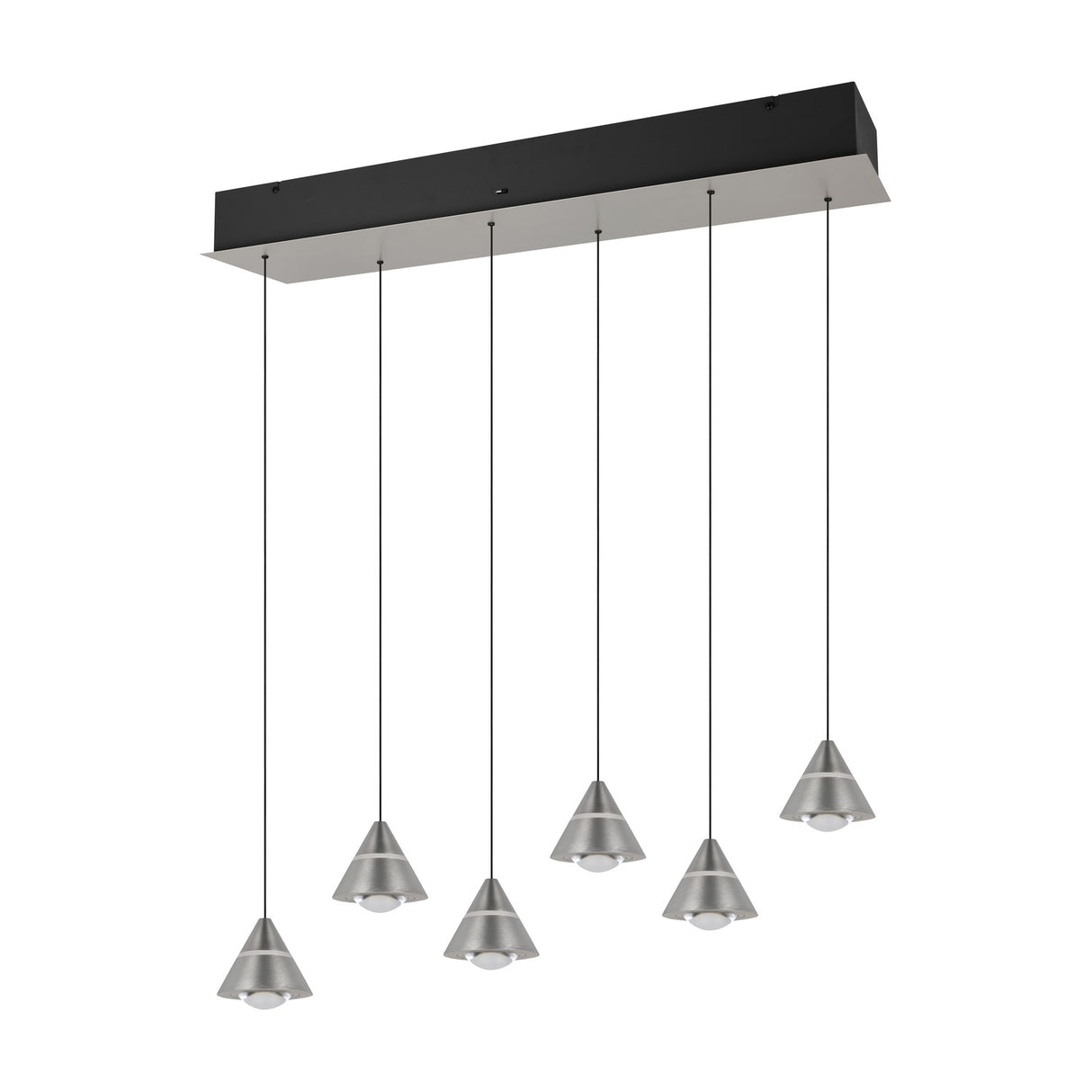Romeo 6 Light LED Linear Chandelier – Satin Nickel