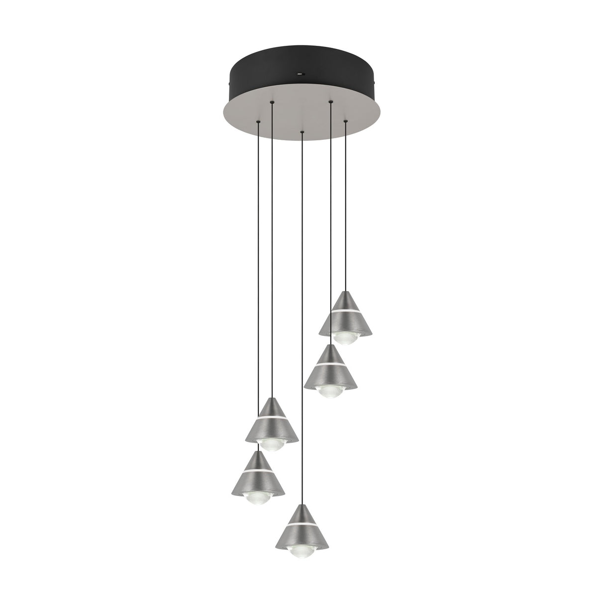 Romeo 5 Light LED Glass Chandelier – Satin Nickel