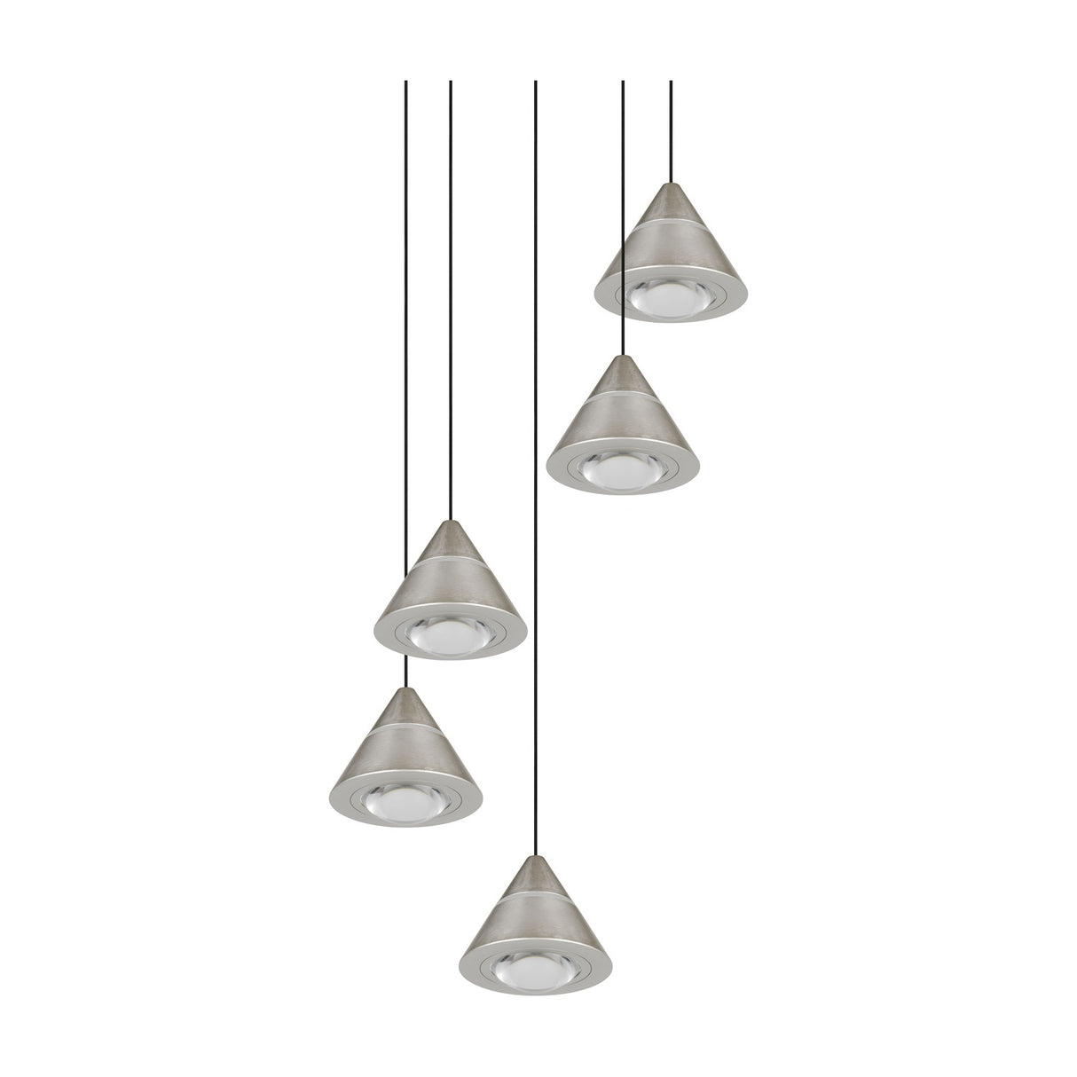 Romeo 5 Light LED Glass Chandelier – Satin Nickel